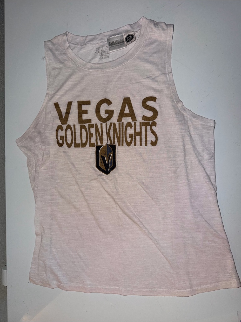 Vegas Golden Knights NHL Sideline Apparel Tank Top White Gold Womens Large